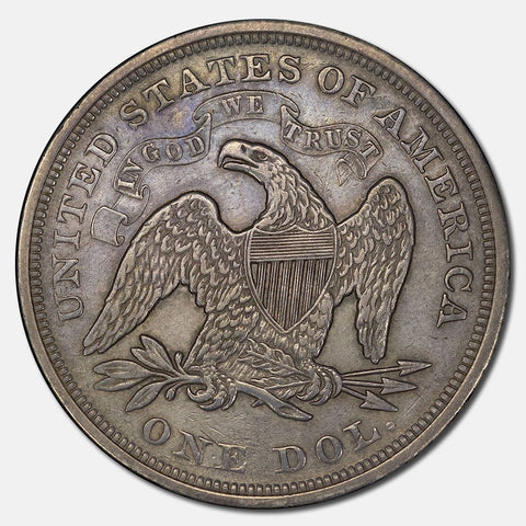 1866 Seated Liberty Dollar (With Motto) - About Uncirculated