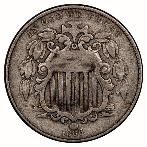 1866 Rays Shield Nickel - Fine