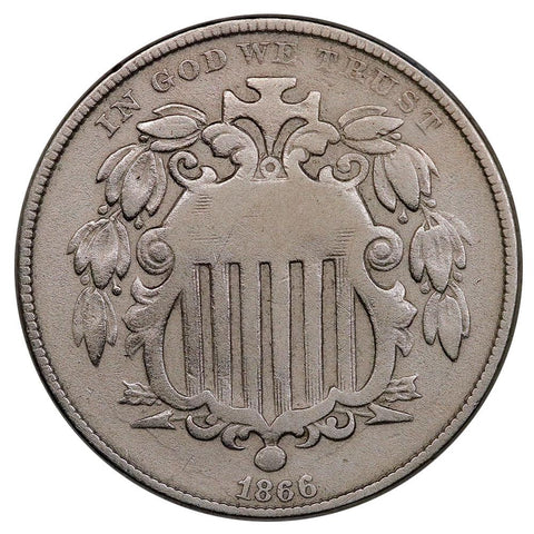 1866 Rays Shield Nickel- Good