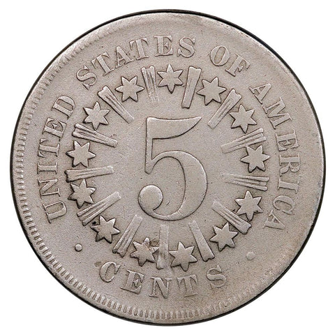 1866 Rays Shield Nickel- Good