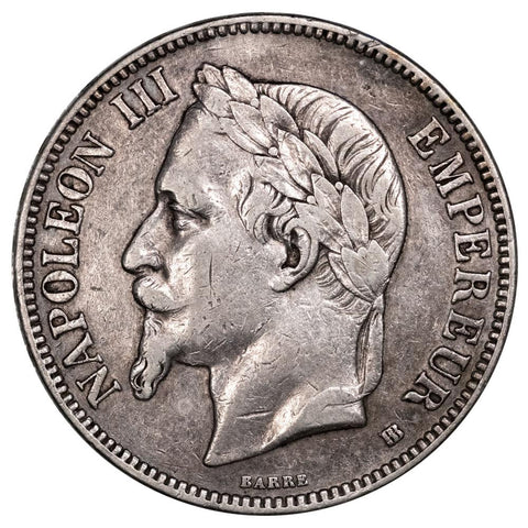 1868-BB France Napoleon III 5 Francs KM. 799.2 - Very Fine