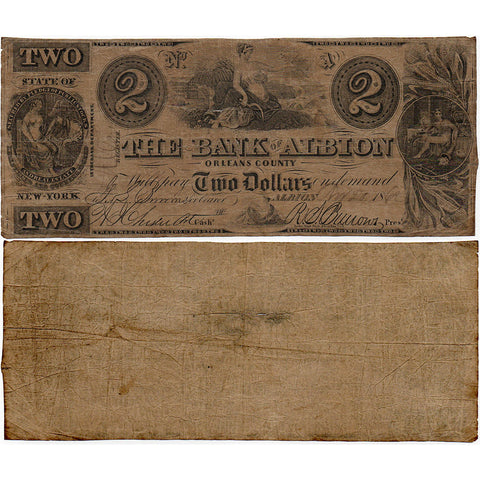 1862 $2 Bank of Albion, Orleans County NY - Contemporary Counterfeit - Fine