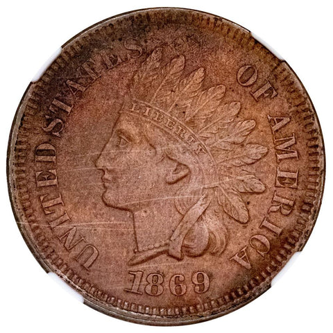 1869/69 Indian Head Cent Snow-3 FS-301 - NGC AU Details (ED)