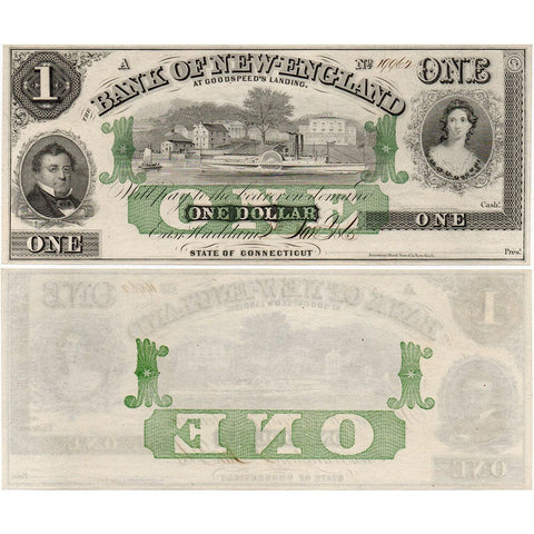 18__ $1 Bank of New England, Goodspeed's Landing Remainder 110-G16c - Gem Crisp Uncirculated