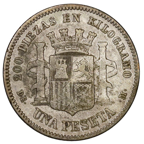 1870(73) DE-M Spain Silver Pesata KM.653 - Very Fine