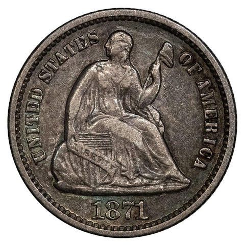 1871 Seated Liberty Half Dime - Extremely Fine