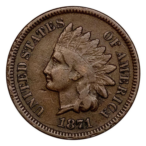 1871 Indian Head Cent - Very Good/Fine