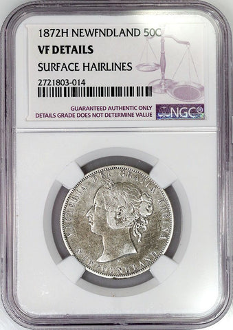1872-H Newfoundland Silver 50 Cents KM.6 - NGC VF Detail