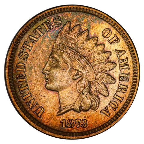 1873 Open 3 Indian Head Cent - Extremely Fine