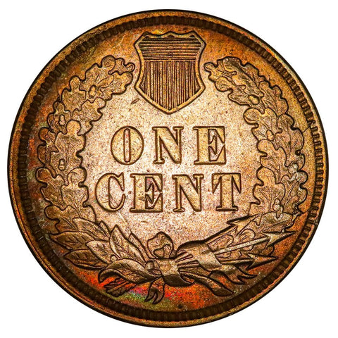 1873 Open 3 Indian Head Cent - Extremely Fine