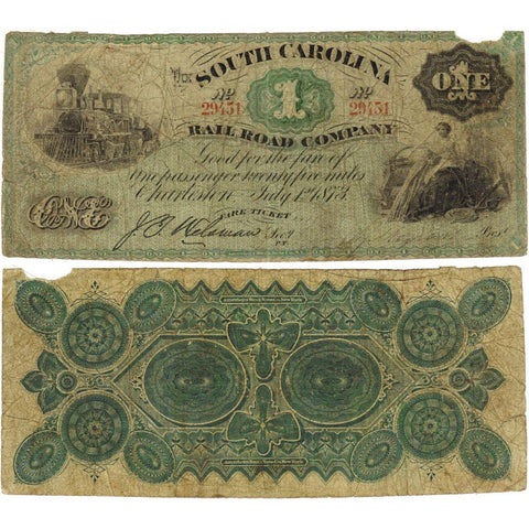 1873 $1 South Carolina Rail Road Company - Good