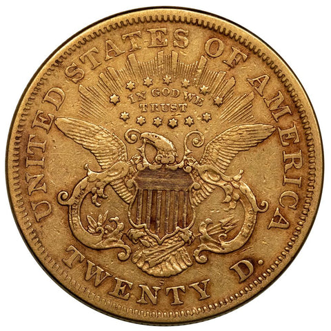 1873-S Open 3 Ty.2 $20 Liberty Double Eagle Gold Coin - Very Fine