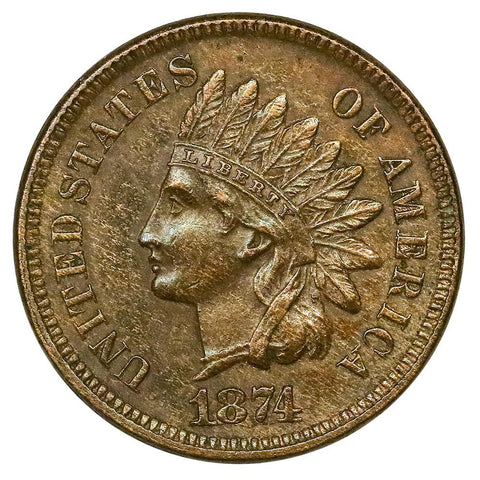 1874 Indian Head Cent - About Uncirculated