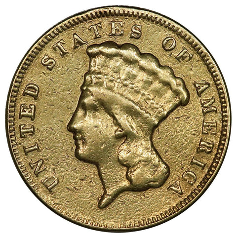 1854 $3 Princess Gold Coin - Very Fine Detail Ex-Jewelry