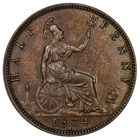 1874-H Great Britain Half Penny KM.754 - Brown Uncirculated
