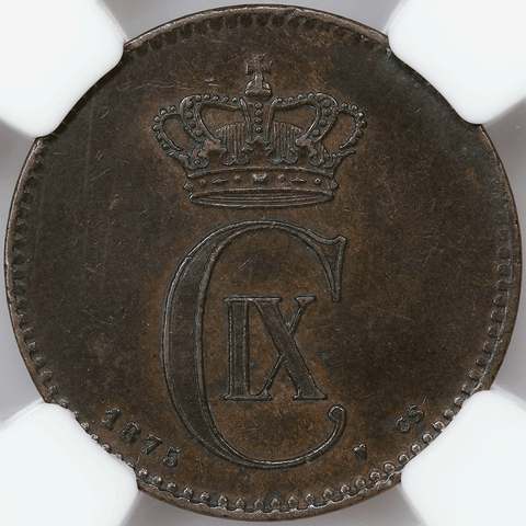 1875-CS Denmark Christian IX 2 Ore KM.793.1 - NGC AU 58 BN