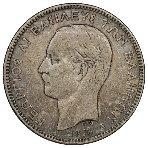 1876-A Greece Silver 5 Drachmai KM.46 - Fine