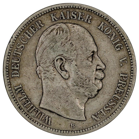 1876-B German States, Prussia Silver 5 Marks KM.503 - Fine