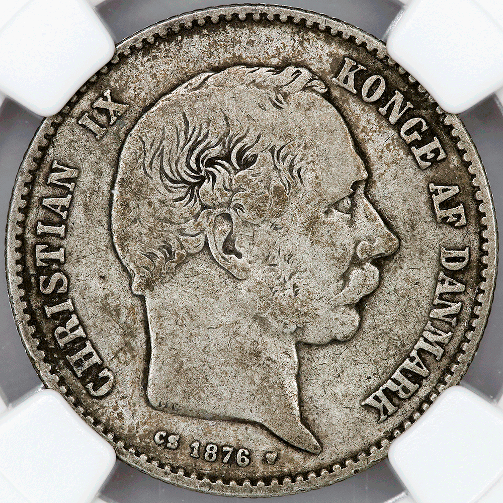 1876-HC/CS Denmark Christian IX Silver Krone KM.797.1 - NGC VF 20, image size:1000x1000