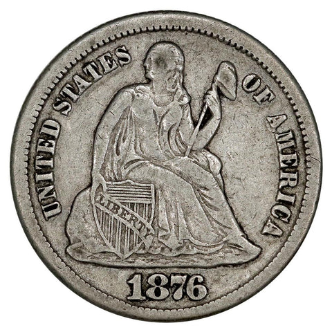 1876-CC Seated Liberty Dime - Very Good