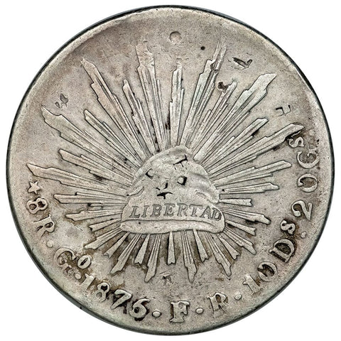 1876-GoFR Mexico Cap & Rays 8 Reales - KM.377.8 - Fine