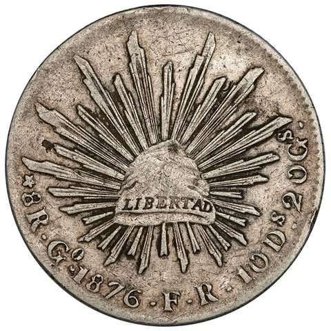 1876-GoFR Mexico Cap & Rays 8 Reales - KM.377.8 - Very Fine