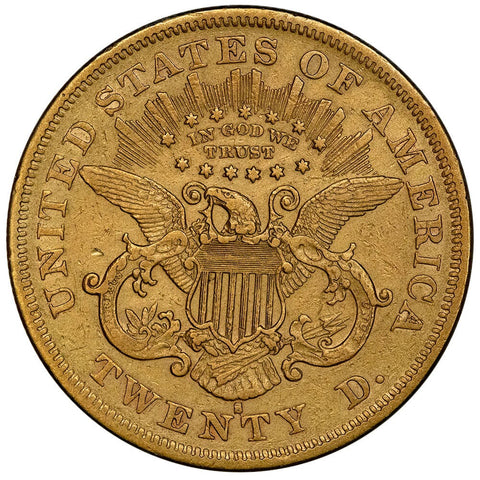 1876-S Type 2 $20 Liberty Double Eagle Gold Coin - Very Fine+