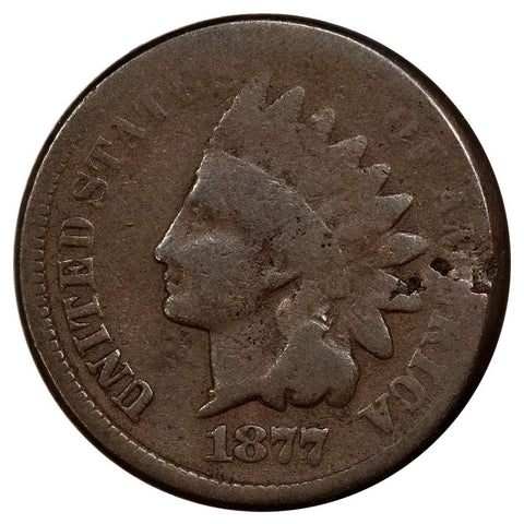 Key-Date 1877 Indian Head Cent - About Good Details