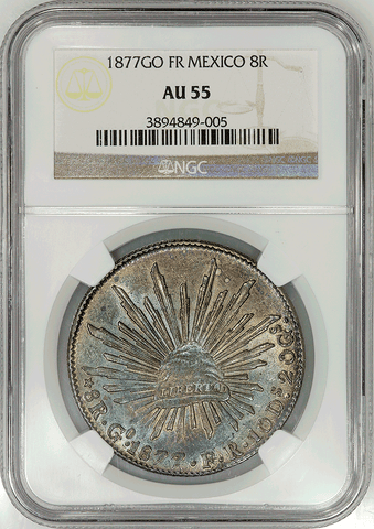 1877-GoFR Wide Date Mexico Cap & Rays 8 Reales - KM.377.8 - NGC AU 55 (Gorgeous!)