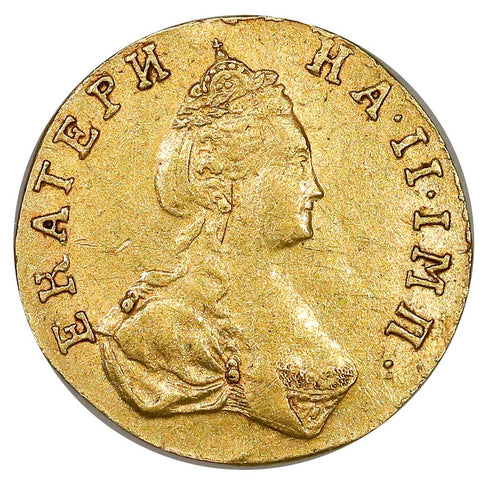 1777 Russia Catherine The Great Gold 1/2 Rouble KM.C75 - About Uncirculated