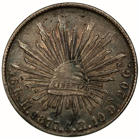 1877-HoGR Mexico Cap & Rays 8 Reales - KM.377.9 - Extremely Fine