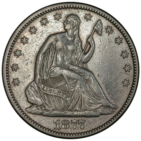 1877 Seated Liberty Half Dollar - Extremely Fine Details (cleaned)
