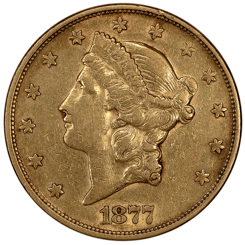 1877-S Type 3 $20 Liberty Double Eagle Gold Coin - Extremely Fine