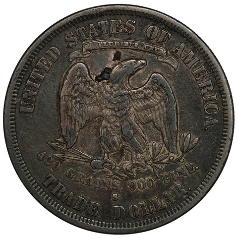 1877-S Trade Dollar - Very Fine Details (graffiti)
