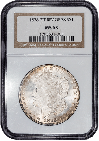 1878 7TF Long Nock Morgan Dollar VAM-83  in NGC MS 63