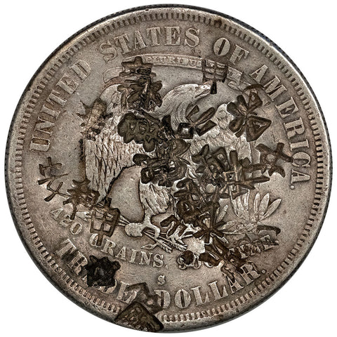 1878-S Trade Dollar - Very Fine Details (Heavily Chop Marked)
