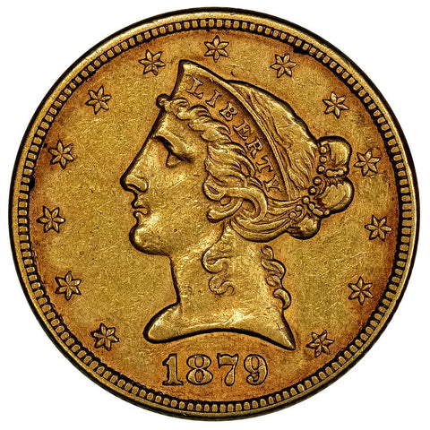 1879 $5 Liberty Head Half Eagle Gold Coin - Extremely Fine