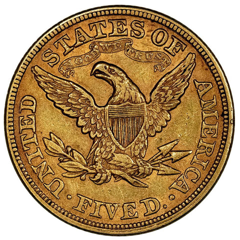 1879 $5 Liberty Head Half Eagle Gold Coin - Extremely Fine