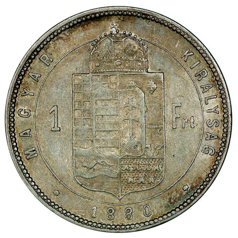 1880-KB Hungary Silver Forint KM. 465 - Extremely Fine