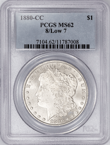 1880-CC 8/7 Low Morgan Dollar - PCGS MS 62 - Top-100 VAM-6