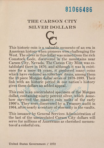 GSA 1881-CC Morgan Dollar, Choice Brilliant Uncirculated, Includes Box/Cert