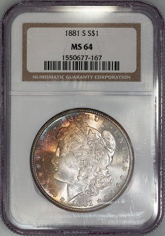 1881-S Morgan Dollars - NGC MS 64 - Choice Toned Uncirculated