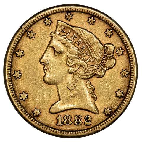 1882 $5 Liberty Head Gold Coin - Extremely Fine