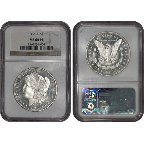 1882-CC Morgan Dollar - NGC MS 64 PL - Choice Prooflike