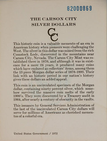 1882-CC Morgan Dollar VAM-3 in GSA, Choice Brilliant Uncirculated, Includes Box/Cert