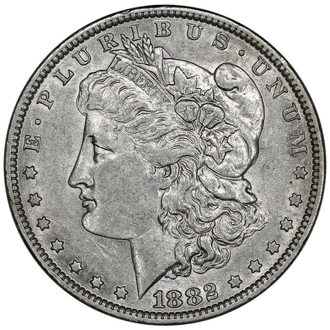 1882-O/S Top-100 VAM-5 Broken O/S Morgan Dollar - About Uncirculated