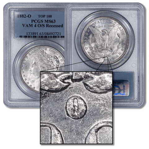 1882-O/S Top-100 VAM-4 Recessed Morgan Dollar - PCGS MS 63