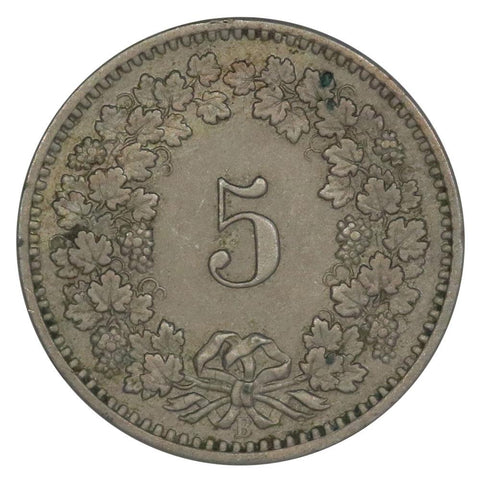 1883 Swiss 5 Rappen KM# 26 - XF