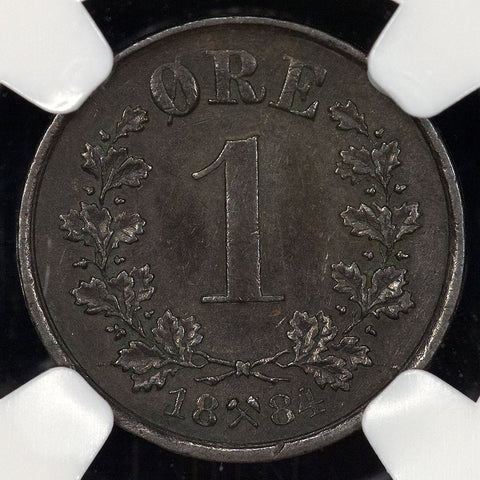 1884 Norway One Ore - KM.352 - NGC AU 50 BN