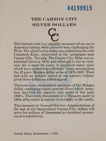 1884-CC Morgan Dollar in GSA, Choice Brilliant Uncirculated, Includes Box/Cert